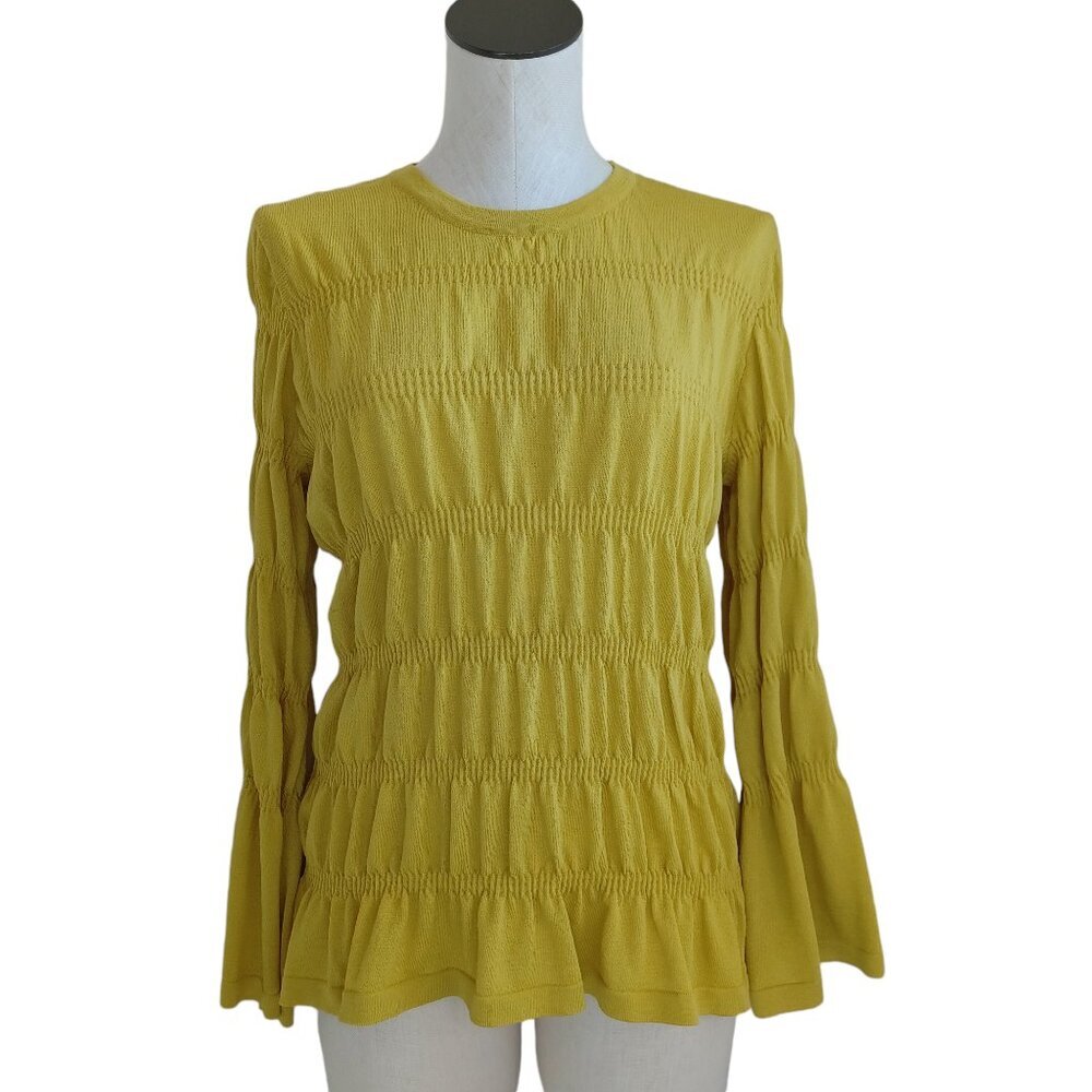 Reba Sweater Crew Neck Pullover Flared‎ Long Sleeves Gathers Womens Large